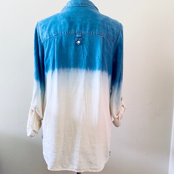 BKE red Blue Off White Dip Dye Button Up Zip Side - Picture 4 of 12
